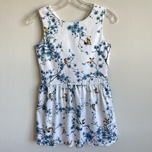 Zara Girls 13/14 Sleeveless Fit & Flare Summer Casual Dress Floral Birds Print